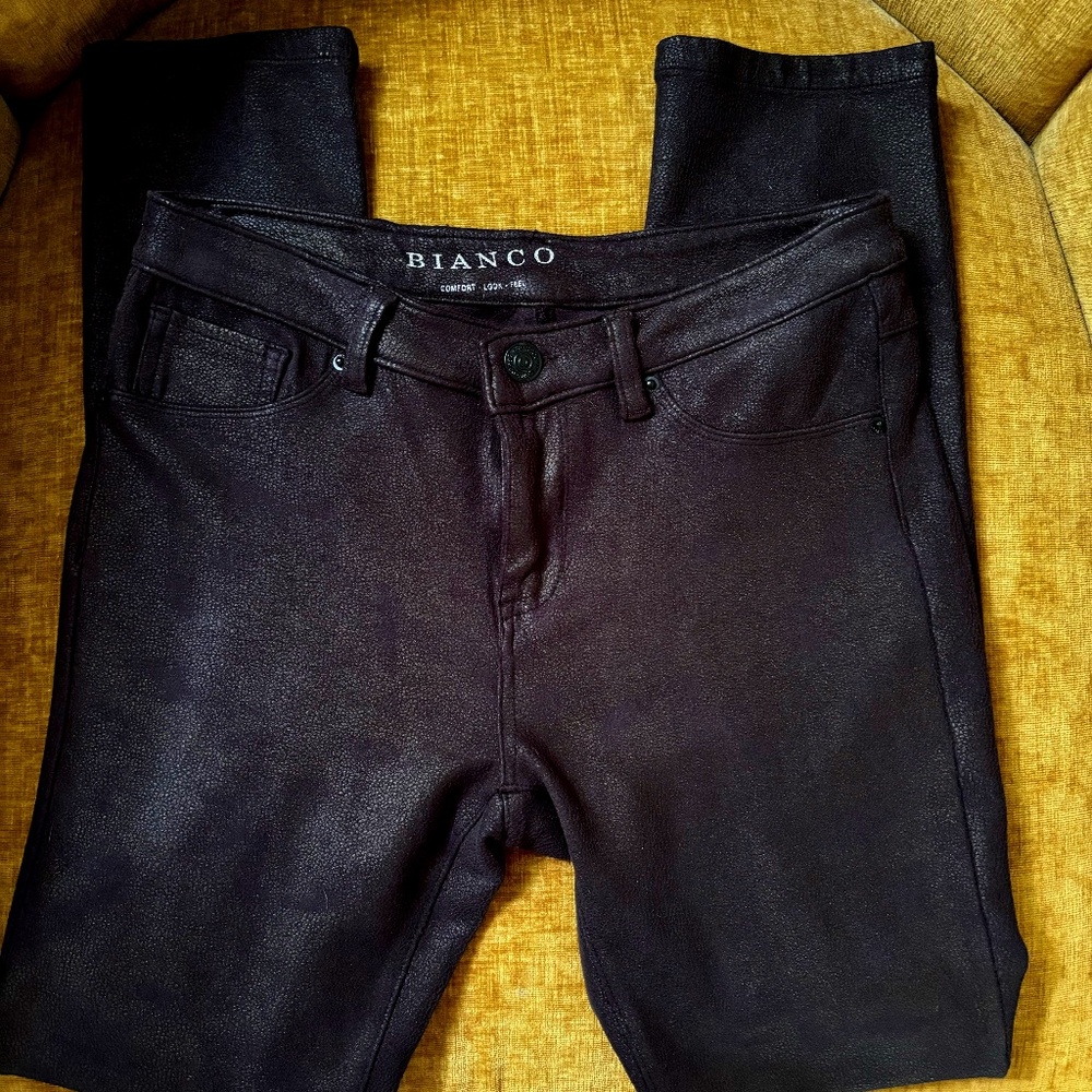 Bianco Jeans Black Faux Leather Skinny Fit Pants